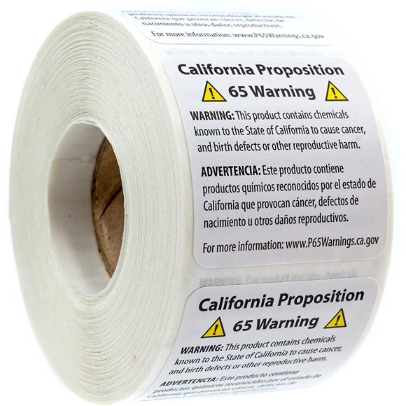 Etiquetas de advertencia de California Prop 65/500 etiquetas de advertencia de formato corto/pegatinas adhesivas cuadradas de 1.5" x 1.5"