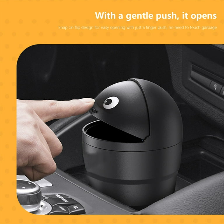 Ikohbadg Car Trash Can Cup Holder Mini Car Trash Can with Lid Car Accessories for Interior Leakproof Small Trash Cup for Car Home Office Bedroom Black