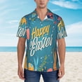 thumbnail image 2 of Zufioo Happy Easter Hawaiian Shirt for Men,Beach Shirts Tropical Vacation Shirts,Sleeve Casual Button Down Shirt with Pocket for Travel,Beach,Party,daily,,Large, 2 of 7