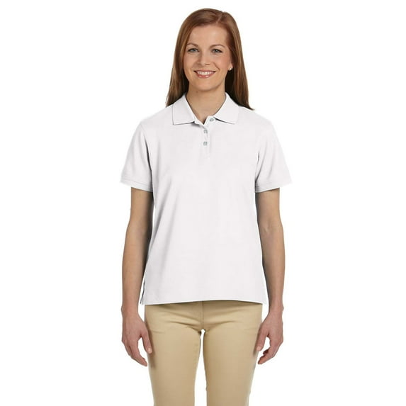 Devon & Jones D112W Ladies Pima Pique SS Polo Shirt - White - Large