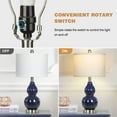 thumbnail image 3 of Cinkeda Coastal Double Gourd Ceramic Table Lamp Set of 2 for Living Room Bedroom 22" Nautical Blue Bedside Nightstand Lamp with White Shade, 3 of 7