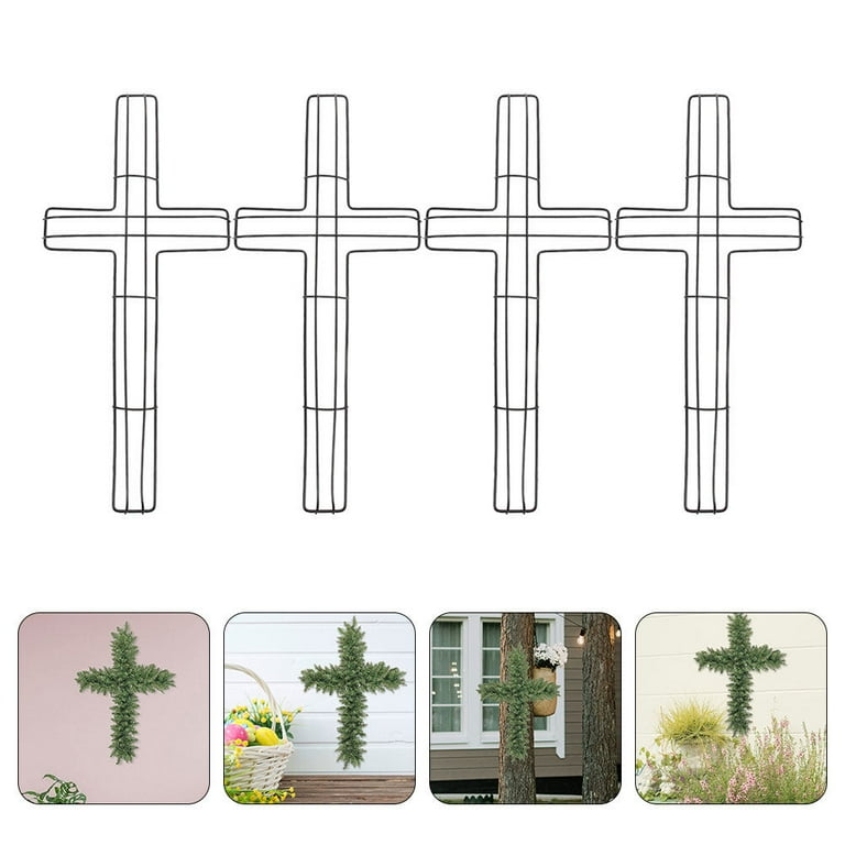 jibingyi 4pcs DIY Cross Metal Wreath Frame Flower Garden Cross