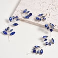 thumbnail image 2 of Nvzi Horquillas para el pelo de boda con flores para novias, peinetas con perlas de cristal, pinzas para el pelo, accesorios para el pelo de boda dorados, joyas, color azul, 2 of 5