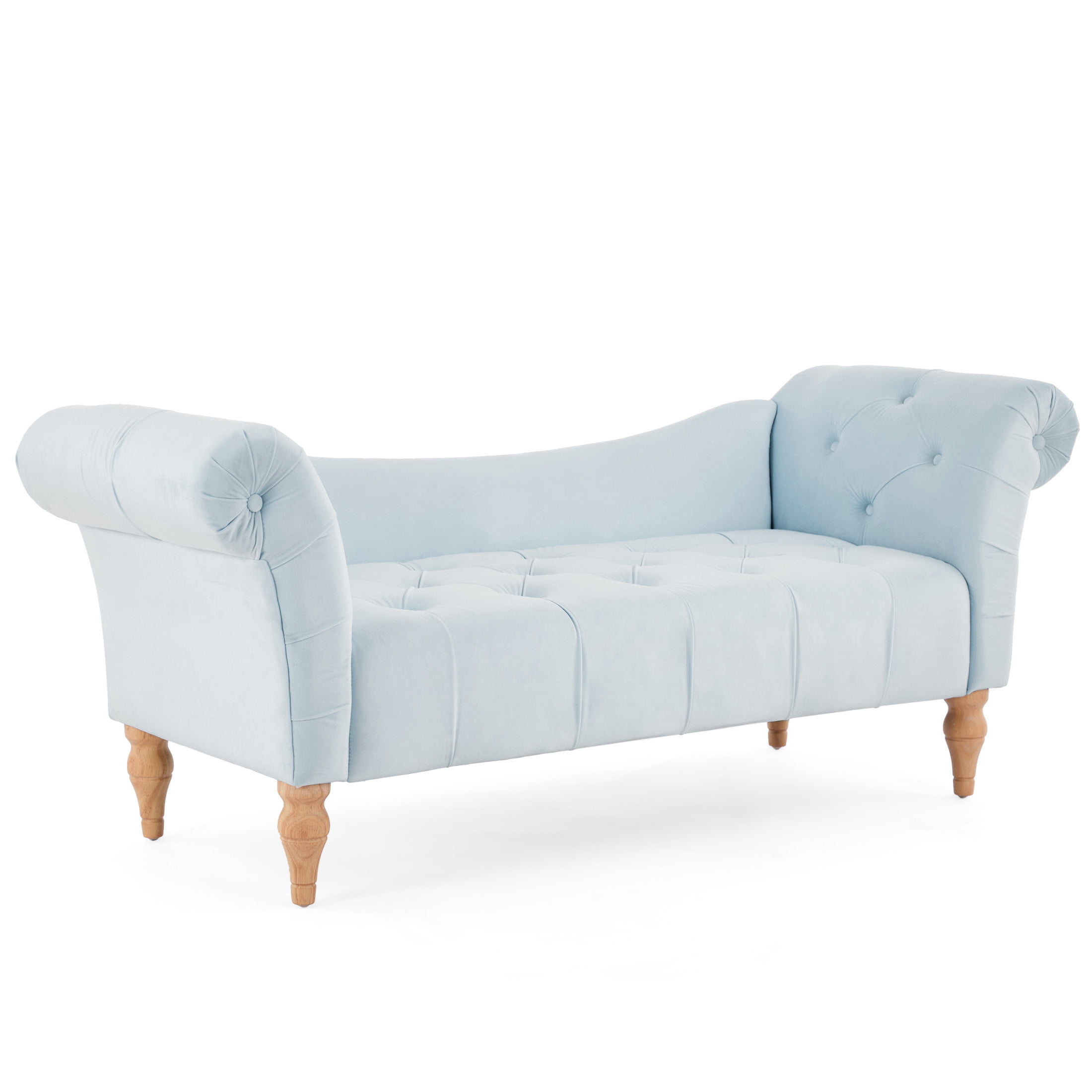 Christopher Knight Home 60.75" Vintage Velvet Upholstered Bench, Button Tufted Ottoman with Rolled Arms, Antique Blue Green