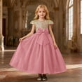 thumbnail image 2 of MEZZALL Dresses Girls Dress With Embroidery Flutter Sleeves Tutu Party Gown Birthday Celebration And Elegant Bow Formal Attire Adorable Kids Crew Neck Solid Color Child Sundress, 2 of 7