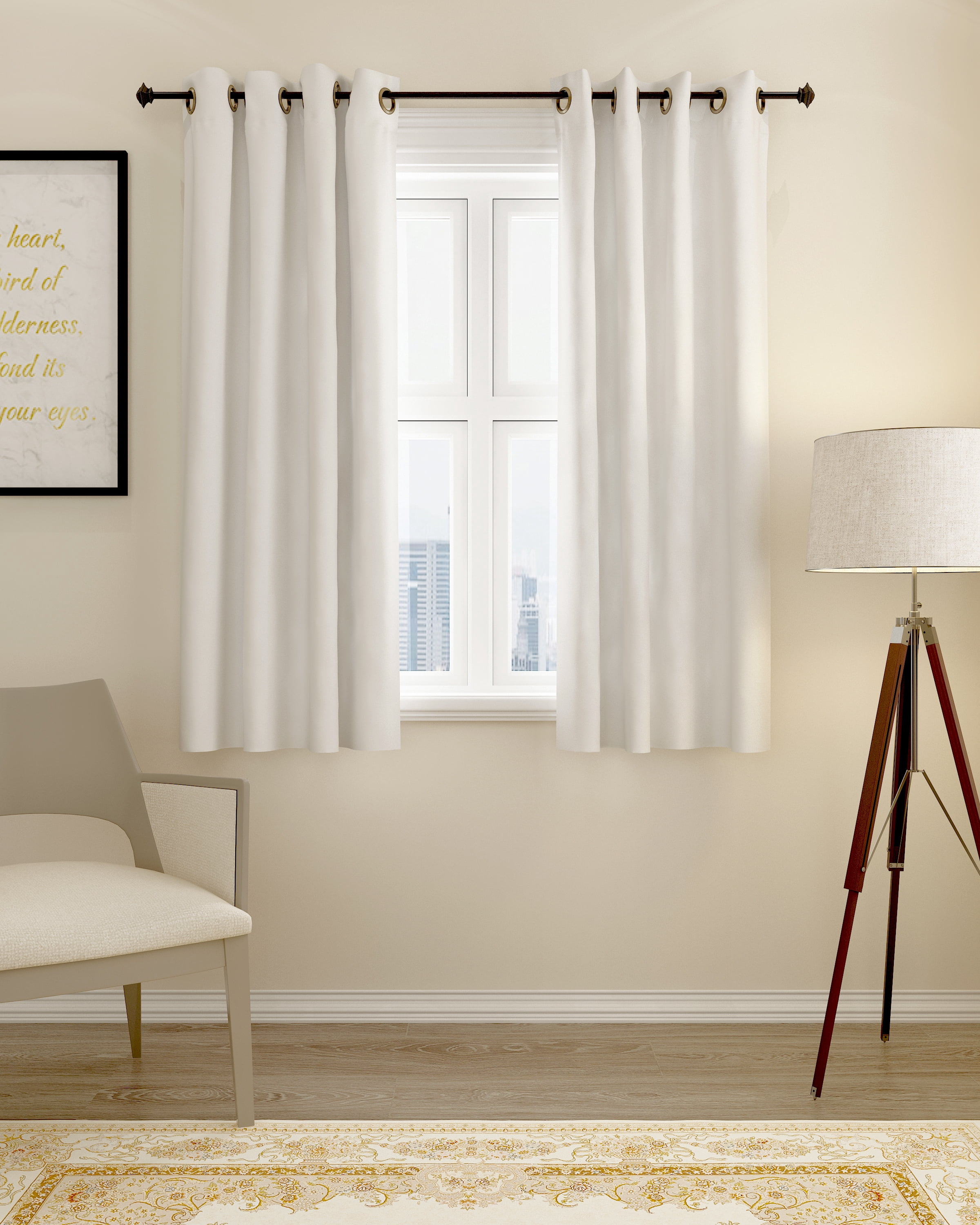 Furinno Collins Blackout Curtain 52X63 In. 2 Panels, White