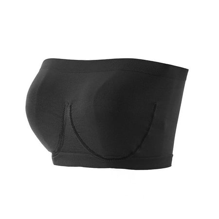 

Women s Seamless Bandeau Crop Tube Top Bra Strapless Padded Bralette Black