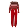 thumbnail image 4 of Stamzod Womens Long Sleeve Pullover Tops and Long Pants Tracksuit Classic Stripe Patchwork Lounge Sets Casual 2 Piece Outfits Sweat Suits, 4 of 5