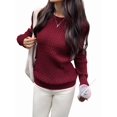 thumbnail image 2 of Women Casual Trendy Classic Pullover Sweaters Fall Outfits Wine Red S, 2 of 8