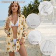 thumbnail image 4 of Renewold Swimsuit Coverup for Women Long Sleeve Button Up Shirt Button Down Shirts for Women Shirt Lightweight Resort Wear with Pocket Fashion Beach Tops, Pastoral Rooster Sunflower Print, S, 4 of 7