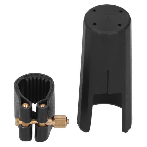 Abrazadera de ligadura de cuero sintético compacto y duradero con tapa de plástico para clarinete y saxofón alto.