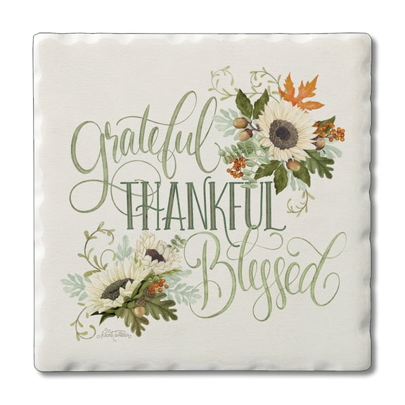 Thirstystone Thankful Blessed Single Tumbled Tile Coaster Create Your Own Set