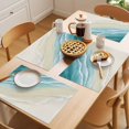 thumbnail image 5 of Teal Beach Coastal Placemats Set of 6 Summer Ocean Nautical Seaside Place Mats Indoor Wipeable Table Mats Washable Cloth Dining Table Placemats for Kitchen Holiday Party Home Decor 13x19 Inch, 5 of 9