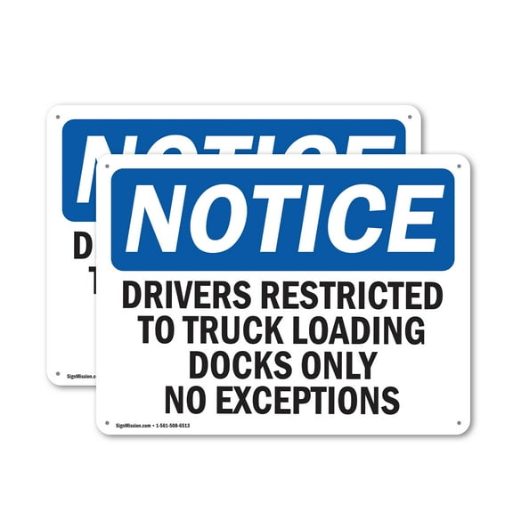 (2 Pack) Drivers Restricted To Truck Loading Dock OSHA Notice Sign 14 Inch X 10 Inch Indoor / Outdoor Rust-Free Aluminum Metal Signs for Workplace, Workshop, and Construction Site, Made