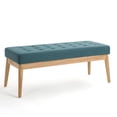thumbnail image 5 of GZXS Rectangular Upholstered Bench with Button-Tufted Polyester-Blend Seat and Solid Birch Legs, Easy Assembly, 43.5"L x 15.75"W x 17"H, Teal, 5 of 9