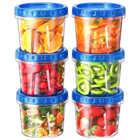 6-Pack 17-Ounce Freezer Containers with Twist Top Lids, Plastic Food Storage Containers, BPA-Free and Reusable, Leak-Proof and Microwave-Safe