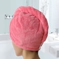 thumbnail image 2 of Bathroom Super Absorbent Quick-Drying Microfiber Bath Towel Hair Dry Cap Salon Towel Rose red, 2 of 4