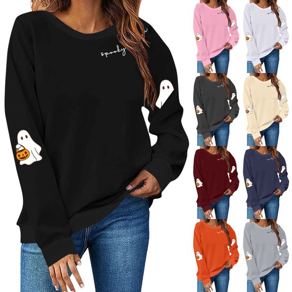 YVNAURA Women’s Oversized Graphic Print Crewneck Sweatshirt Long Sleeve Loose Fit Casual Pullover Top Fall Spring Trendy Street Style Tee 1 Pack, Black,L