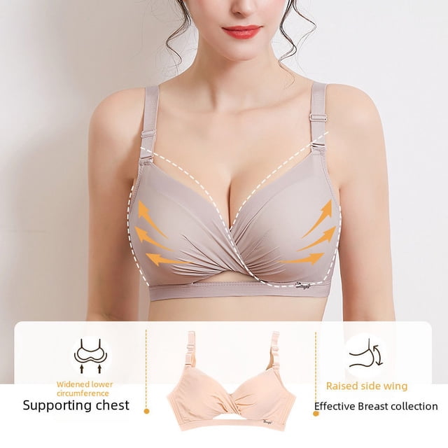 Ropa interior sexy con copa engrosada, sin aros ni costuras, fruncida, de pecho pequeño, para niña, sujetador ajustable grande, traje de mujer