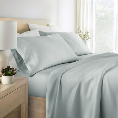 Noble Linens Rayon from Bamboo 4 Piece Luxury Bed Sheet Set, Light Blue, Twin