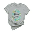 thumbnail image 2 of UPPADA Easter Femmes Oeufs Imprimé T-Shirts Heureux Easter Graphique Bunny Lapin Mignon T-Shirts Manches Courtes Décontracté Col Rond T-Shirts Été Basique Coupe Régulière Chemises Gris,m, 2 of 5