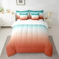 thumbnail image 2 of Ombre Bedding Set Orange and Green Gradient 7 Piece Bed in a Bag Twin Size Colorful Rainbow Down Comforter Farmhouse Modern Abstract Art Pastel Top Sheet Teens, 2 of 5