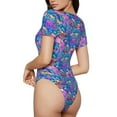thumbnail image 3 of Easygdp Colorful Mushrooms Women's One-Piece Swimsuit Slim Fit Crew Neck Bodysuit Athletic Swimwear with Concealed Buckle - Medium, 3 of 9