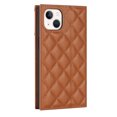 thumbnail image 3 of For Iphone 14 Plus Grid Texture Lanyard Zipper Leather Phone Case(Brown), iPhone 13, 3 of 6