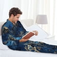 thumbnail image 6 of Kdxio Golden Blue Mountains Men’s Pajama Set Pajamas For Men 2 Piece PJ Set with Men Pajama Pants and Long Sleeve T-Shirt Lounge Set-X-Large, 6 of 7