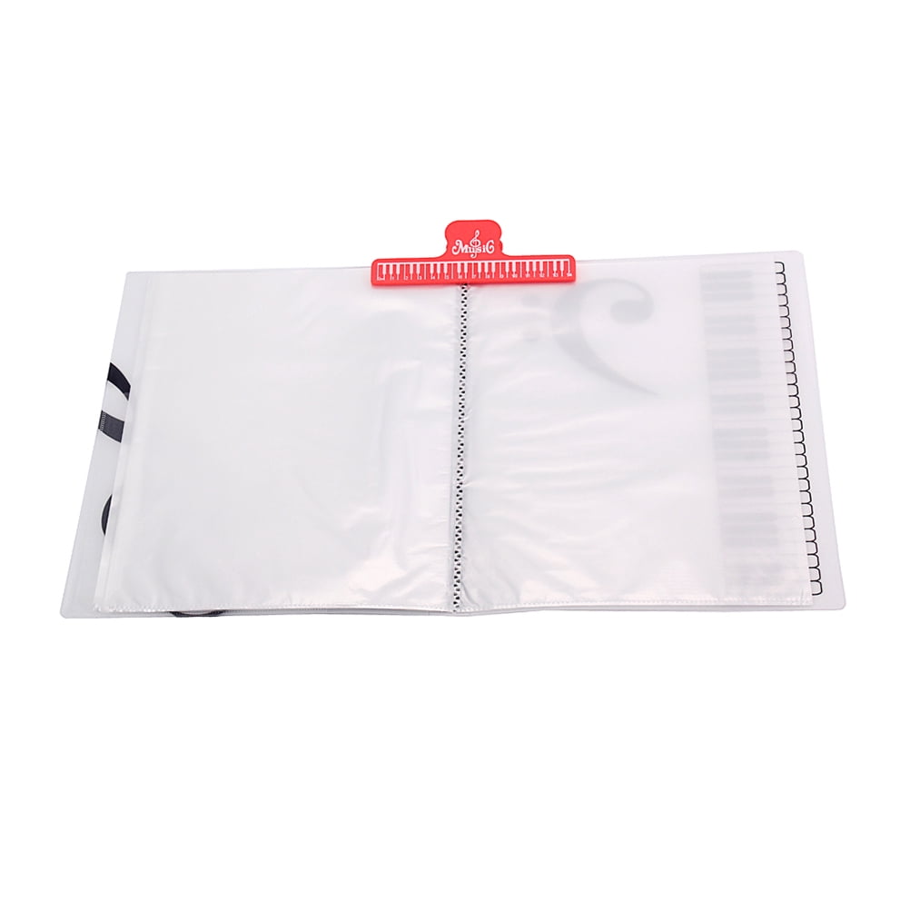 80-Sheet A4 Music Folder for Piano Scores, Band & Choir, File Organizer with Extra Watermelon Red Clamp, Music Supplies