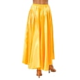 thumbnail image 5 of Doomiva Women Long Satin Retro Maxi Shiny Full Circle Skirt for Flamenco Belly Dancing Dance Yellow 85cm, 5 of 7