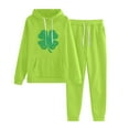 thumbnail image 4 of BiZtdJrK St. Patrick's Day Two Piece Track Suits Womens Irish Shamrock Print Hooded Sweatshirts and Drawstring Elastic Waist Sweat Pants Jogger Sets Mint Green XXL, 4 of 6