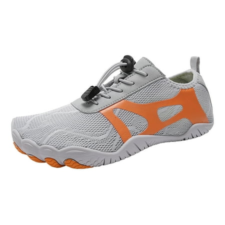 

Povozer Water Shoes for Men Women Barefoot Aqua Beach Shoes for Diving Swim Surf(Orange 10)