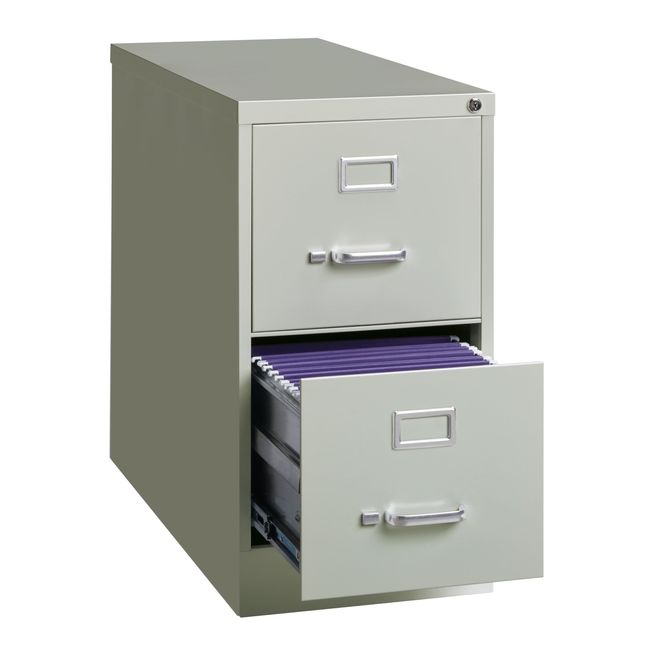 Hirsh Pro 2 Drawer Letter Locking Metal Vertical File Cabinet, 26.5" Deep, Gray