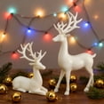 thumbnail image 3 of bestolf Christmas Reindeer Figurine Small Deer Statue Tabletop Resting/Standing Elk Sculpture for Indoor Home Office Tabletop Mantle Cabinet Desktop Decor, 3 of 8