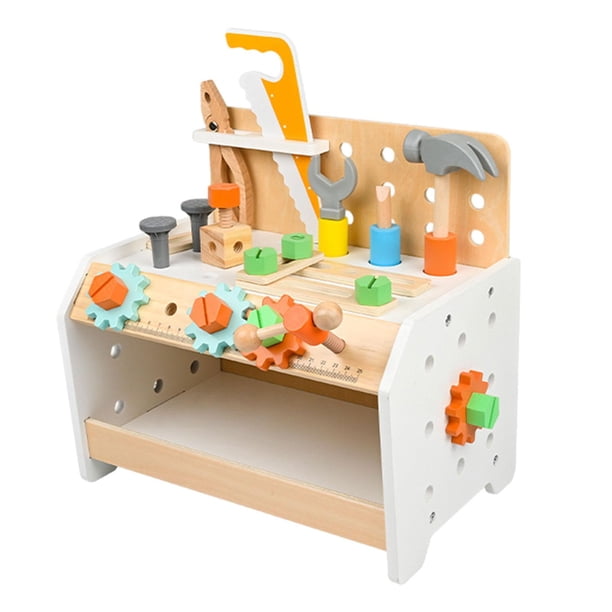 Mini herramienta de juego de madera, juego de banco de trabajo, llave de madera, juego de herramientas de juguete, juego de rol, mesa de herramientas