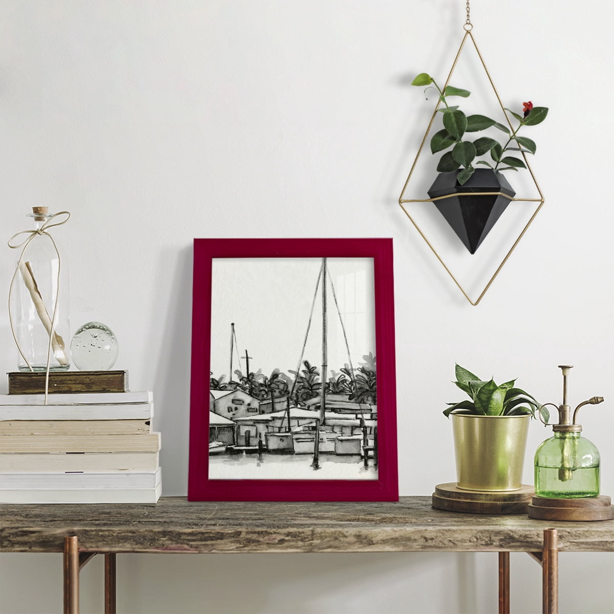 Neutral Tropics III - Framed Print w/glass - Cherry Red