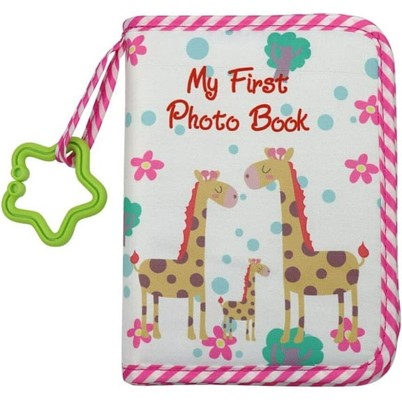 Baby Photo Album Baby Memory Book, Soft Cloth Photo Book First Year Memory Album Shower Gift for Newborn Toddler & Kids, Holds 4x6 Inch Photos(giraffes)