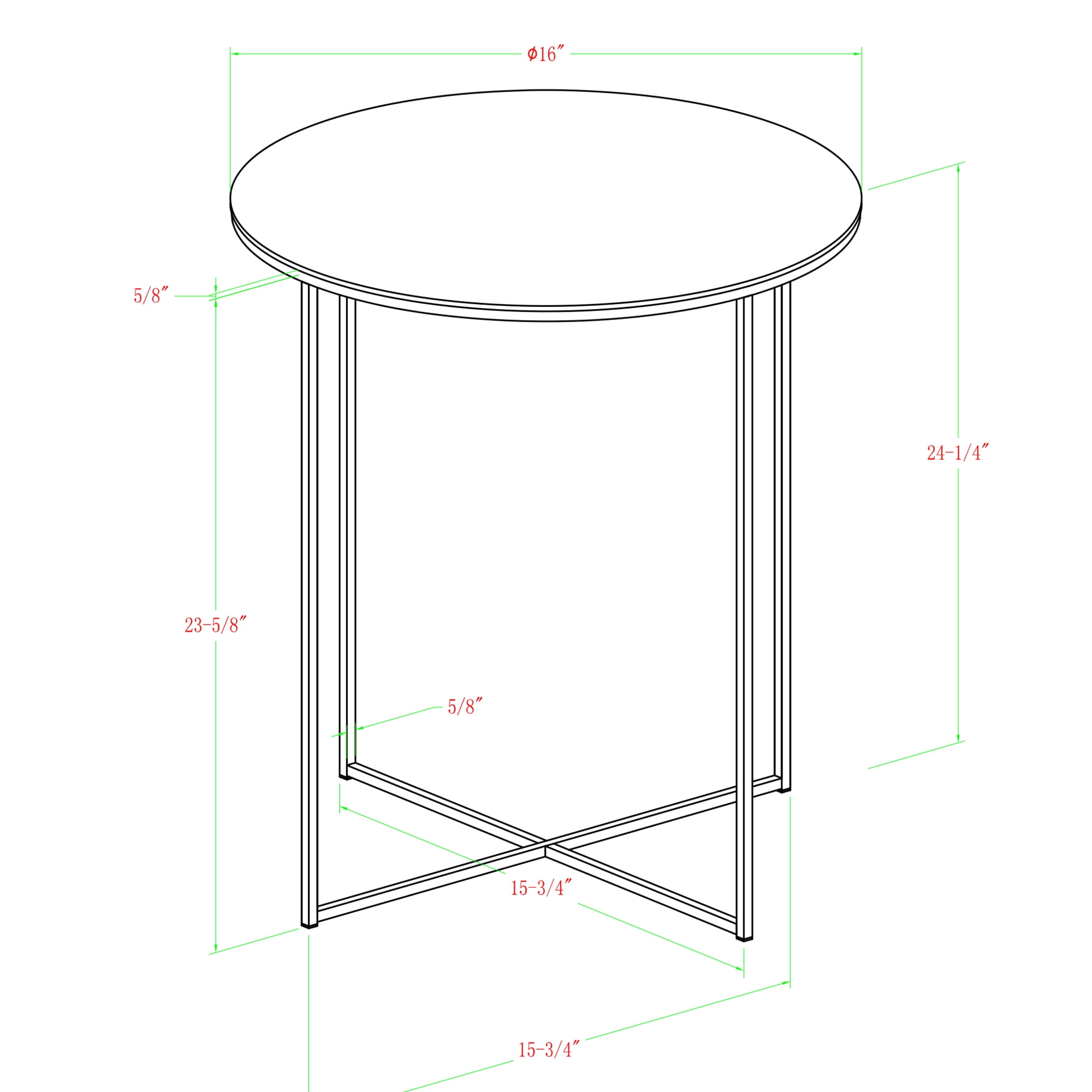 Ember Interiors Modern Glam Round End Table, Dark Walnut