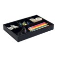 thumbnail image 1 of Flat 4-Slot Leather Drawer Tray Desk Stationery Sundries Gadget Organizer Storage Box Pen Pencil Holder Case Container (Black), 1 of 6