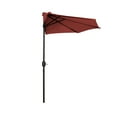 thumbnail image 6 of WestinTrends Lanai 9 Ft Outdoor Patio Half Umbrella with Base Include, Small Grill Deck Porch Balcony Shade Umbrella with Crank, 20 inch Fillable Round Base, Red, 6 of 7