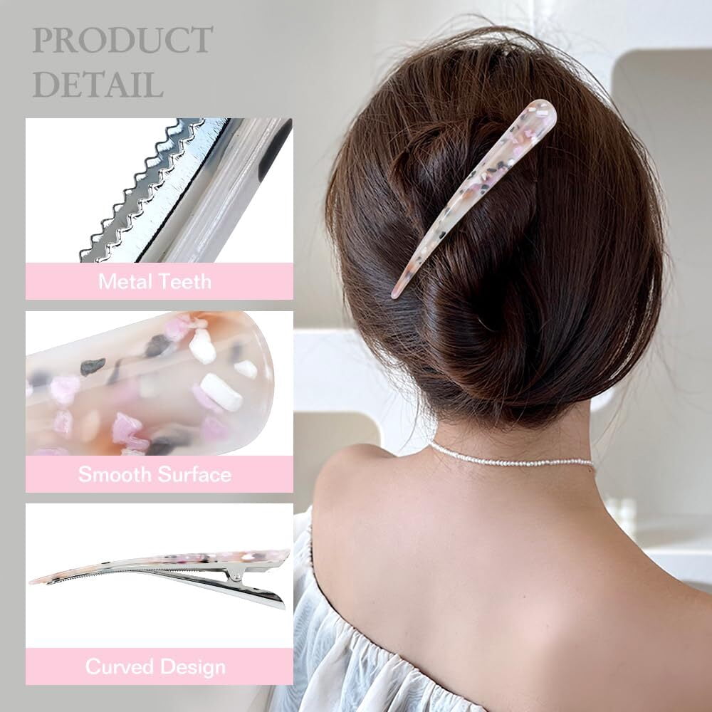 6 Pcs Large Alligator Hair Clips for Styling Salon Sectioning, 5.5 inch Non-Slip Duckbill Metal Clips for Women Thick and Thin Hair, BPink