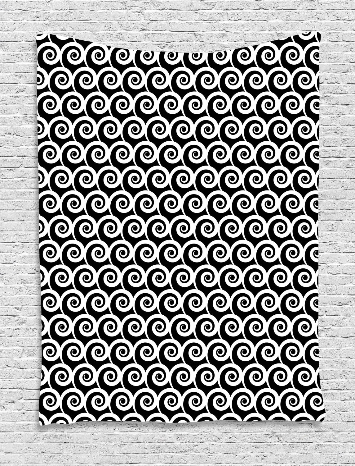 Black and White Tapestry, Monochrome Continuous Pattern with Revolving