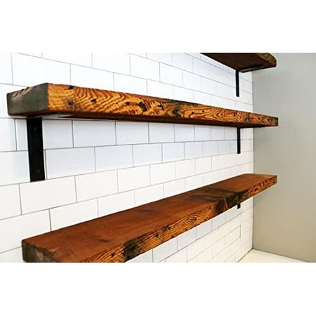 

GEROBOOM Timber Craft Reclaimed Wood Mantel | Easy-to-Install | Steel Angle Brackets Included | Rustic Decoration | 2 Thickness | 54 L x 6 D Oiled