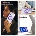 thumbnail image 5 of Decase Shockproof Clear Case with 360° Ring Stand Magnetic for iPhone 16,Anti-Fingerprint,Military Drop Protection,Compatible with Mag-Safe,Soft Edge Translucent Slim Phone Case,Purple, 5 of 10