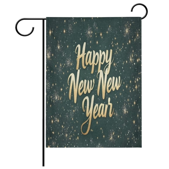 Ryvnso Happy New Year Shiney Pattern Garden Flag 12x18 Inch Double Sided Seasonal Yard Decoration