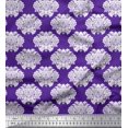 thumbnail image 1 of Soimoi Purple polyester Crepe Fabric Floral Damask Print Sewing Fabric Yard 42 Inch Wide, 1 of 3