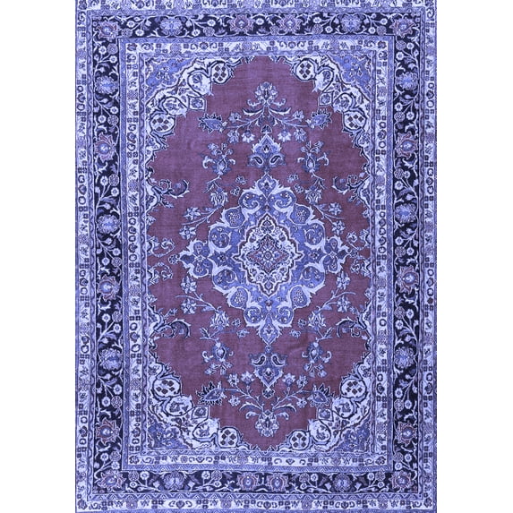Ahgly Company Indoor Rectangle Medallion Blue Traditional Area Rugs, 6' x 9'