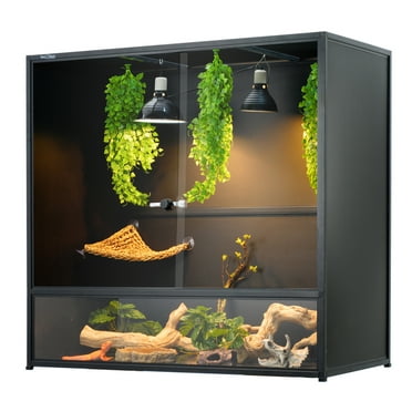 ToxiRium Reptile Tank 230 Gallon, 48"x24"x46" Large Reptile Enclosure for Bearded Dragon and Ball Python, Extra Tall Snake Terrarium with Front Opening Tempered Glass Door, Combination Lock