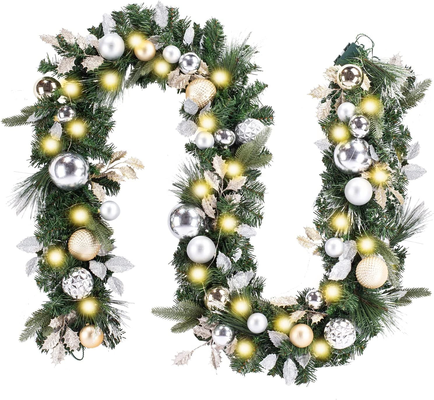PreLit 9 ft/108 Inch Christmas Garland with 50 Led Lights ,Champagne